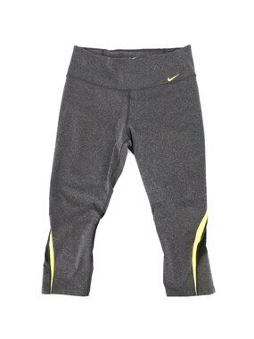 Nike Womens Gray Dri-Fit Capri Leggings With Yellow & Black Accents Size M